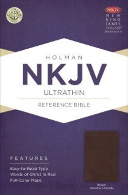 NKJV Ultrathin Reference Bible, Brown Genuine Cowhide