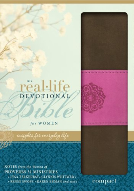 NIV, Real-Life Devotional Bible for Women, Compact, Imitation Leather, Brown/Pink: Insights for Everyday Life