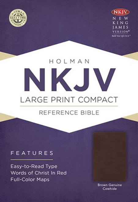 NKJV Large Print Compact Reference Bible, Brown Geniune Cowhide