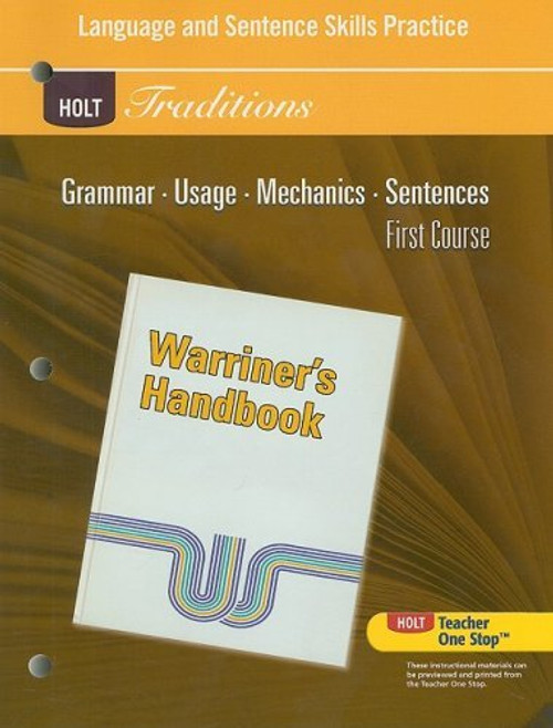 Language and Sentence Skills Practice Answer Key: Warriner's Handbook, 1st Course (Holt Traditions Warriner's Handbook)