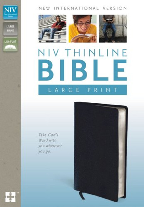 NIV, Thinline Bible, Large Print, Bonded Leather, Navy, Red Letter Edition
