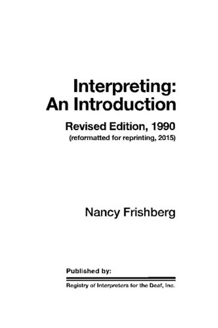 Interpreting:  An Introduction