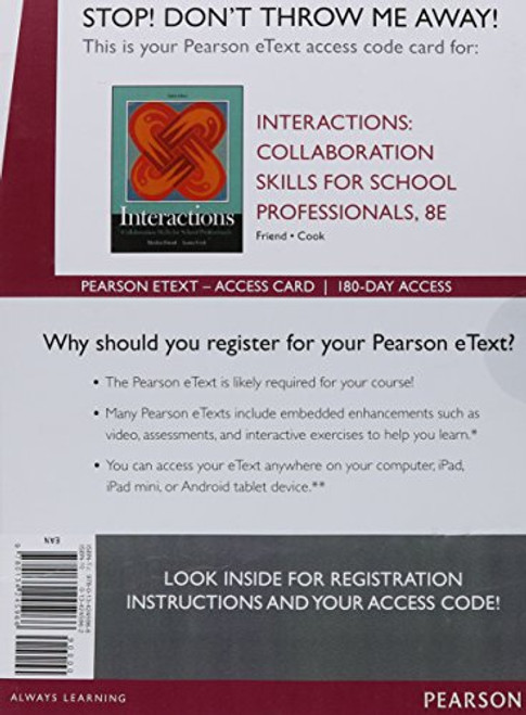 Interactions: Collaboration Skills for School Professionals, Enhanced Pearson eText -- Access Card (8th Edition)