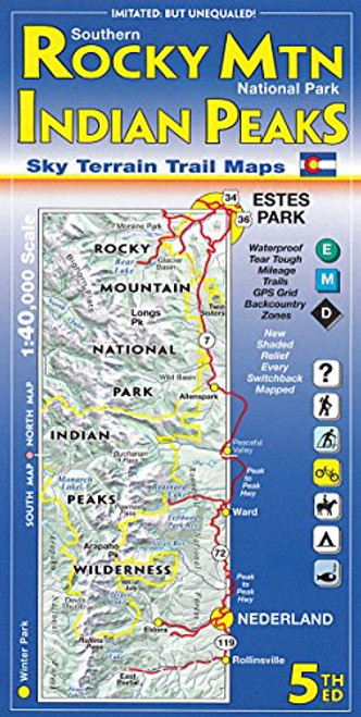 Southern Rocky Mountain National Park & Indian Peaks Wilderness Trail Map, 4th Edition