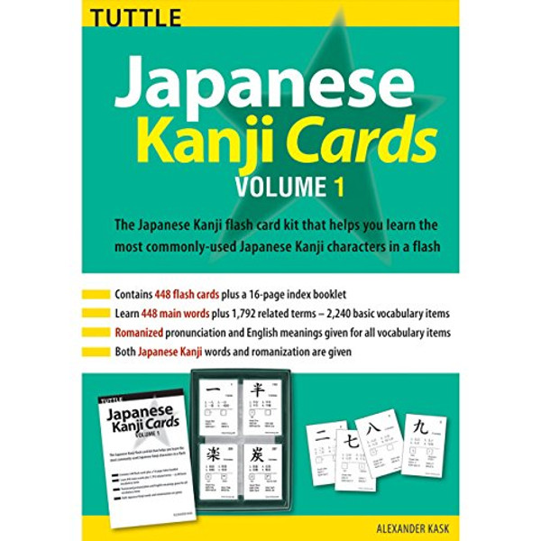 Japanese Kanji Cards Kit Volume 1: Learn 448 Japanese Characters Including Pronunciation, Sample Sentences & Related Compound Words (Tuttle Flash Cards)