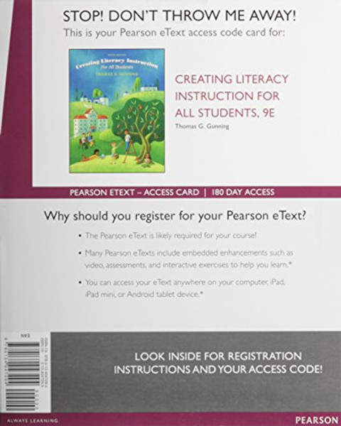 Creating Literacy Instruction for All Students, Enhanced Pearson eText -- Access Card (9th Edition)