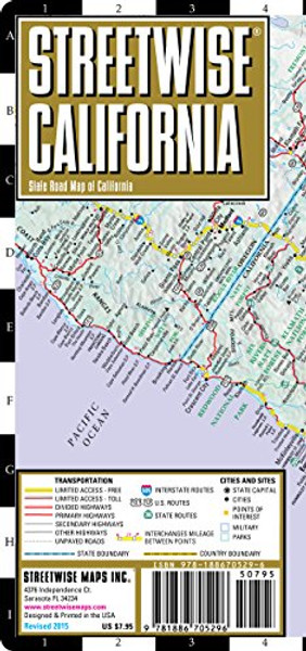 Streetwise California Map - Laminated State Road Map of California