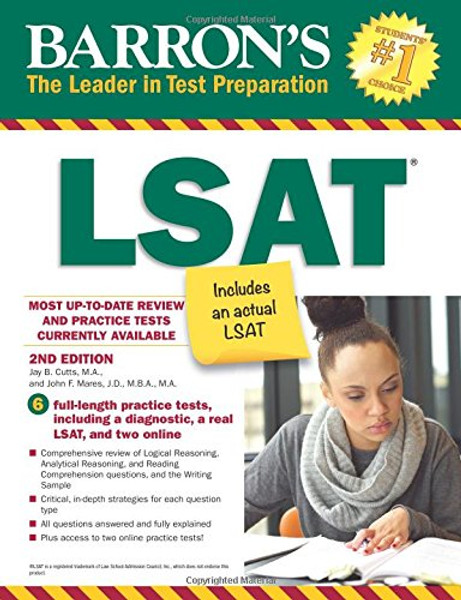 Barron's LSAT, 2nd Edition: with Bonus Online Tests (Barron's Lsat Law School Admission Test Book Only)