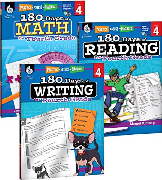180 Days of Reading, Writing and Math for Fourth Grade 3-Book Set (180 Days of Practice)
