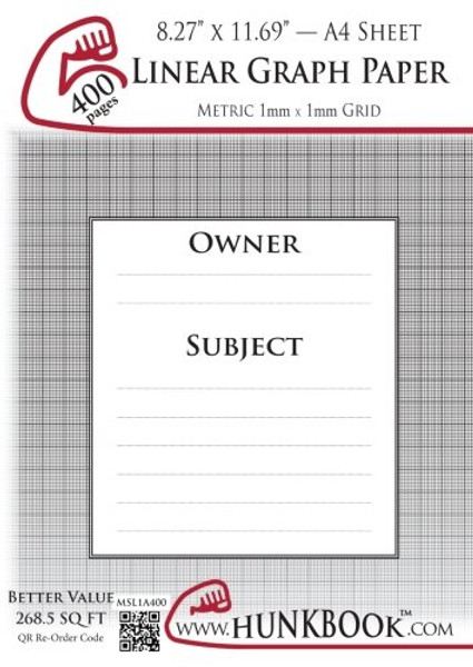 Linear Graph Paper, 1mm Grid (MSL1A-400 pages): A4 Sheet