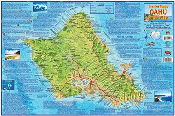 Oahu Hawaii Adventure Map Franko Maps Laminated Poster