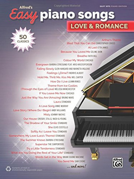 Alfred's Easy Piano Songs -- Love & Romance: 50 Classics