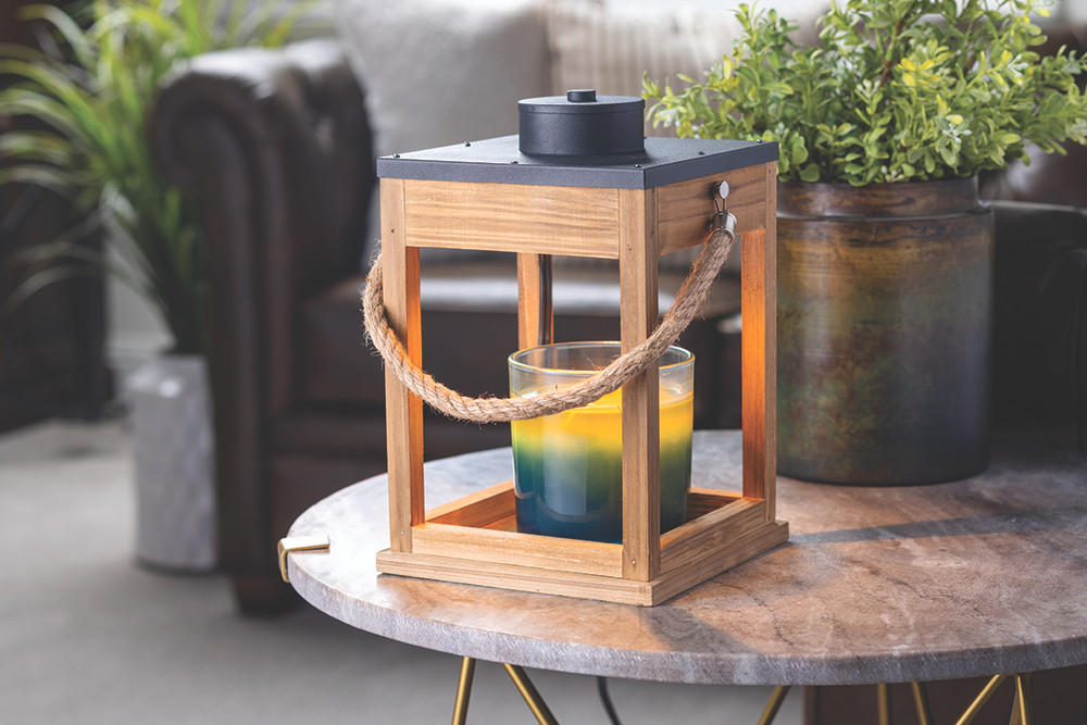 Wood & Rope Candle Warmer Lantern