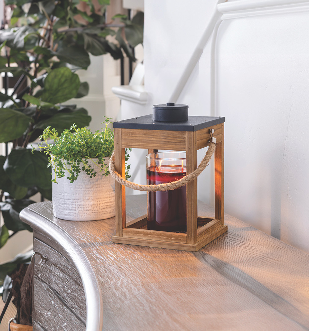 Wood & Rope Candle Warmer Lantern