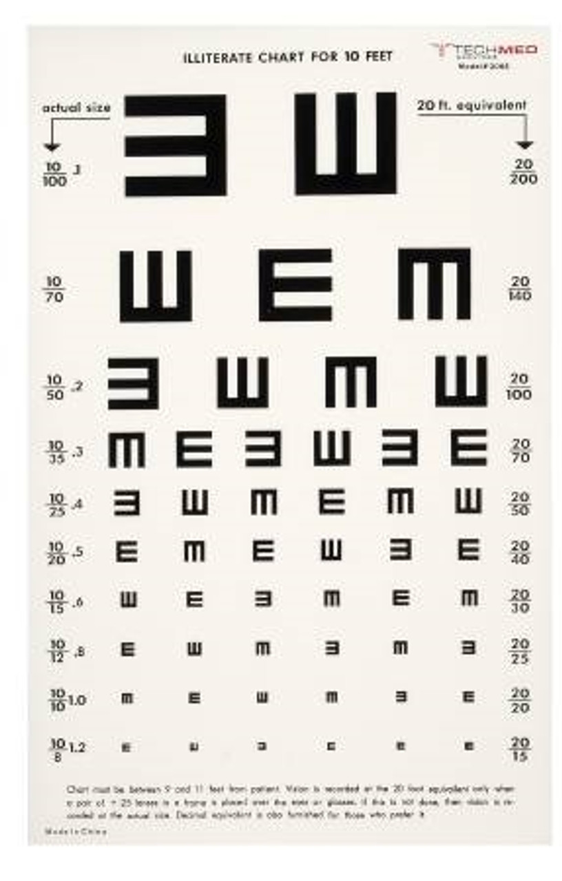 Illiterate Eye Charts 10ft No Sales Tax Cascade HealthCare