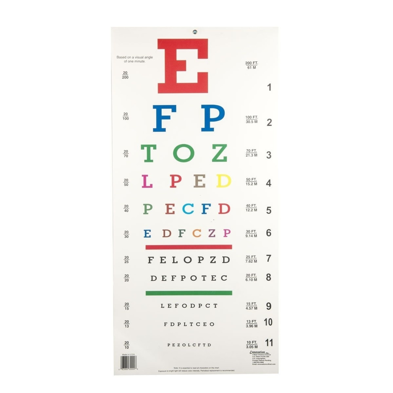 Waterproof Snellen Eye Chart Standard Visual Testing Acuity Chart Measure  Adults Kids Eye Vision Exam
