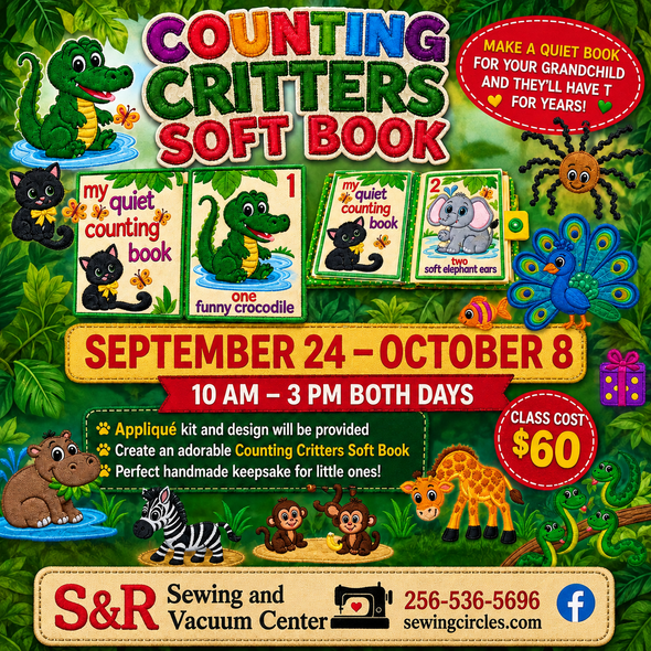 COUNTING CRITTERS EMBROIDERY PROJECT CLASS