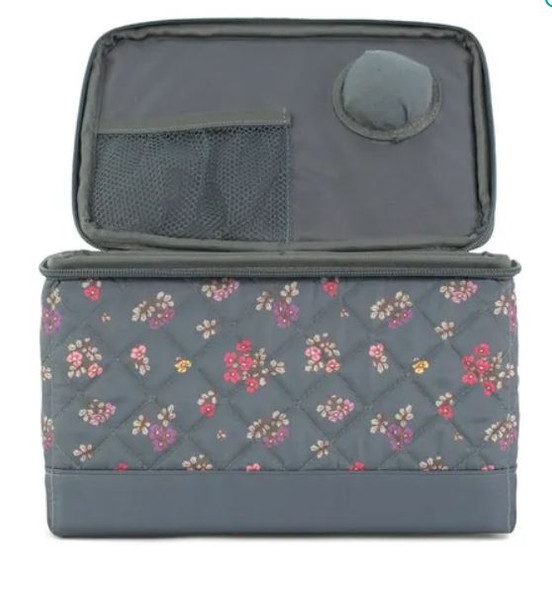 GREY FLORAL SEWING BOX ORGANIZER - EVERYTHING MARY