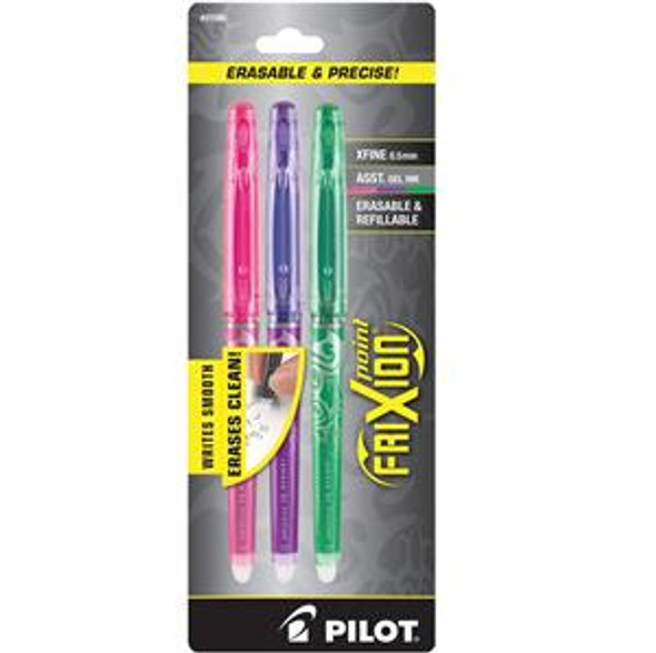 Pilot FriXion FXP53002 Extra Fine Point Erasable Gel Pen In Pink, Purple, and Green (3 Pack)