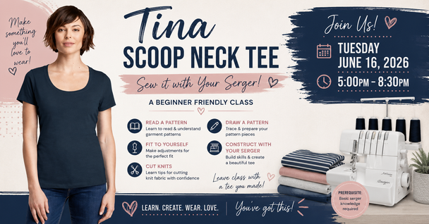 TINA SCOOP NECK TEE - SERGER CLASS