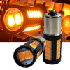 Set of 2 Amber LED 1156 Bulb 33-SMD Error Free LED Lamp with Projector Lens for Running Lights Turn Signals Marker 