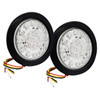 5.5 inch Round Clear Lens  21-LED Tail Brake Turn Signal Light Flush Mount with Rubber Grommet Truck Trailer 12V 24V