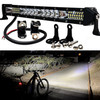 Motorcycle ATV White LED Light Bar Kit Handlebar Clamp Rocker Switch Wire Harness Dirt Bike