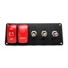 Carbon Fiber Ignition Switch Panel Engine Start Battery Cut On/Off Red Rocker with Aux Toggle Switch