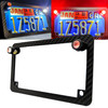Carbon Fiber License Plate Frame with Dual White LED Tag Lights & Red LED Brake Lights for Motorcycle