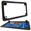 Carbon Fiber License Plate Frame with White LED Tag Lights Bolt for Motorcycle