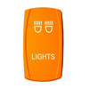 LIGHTS | On / Off Yellow Rocker Switch | 4-Pin 20A White LED Backlit | Waterproof 12V – 48V
