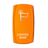 LIGHTED WHIP On/Off Yellow Rocker Switch – 4-Pin SPST Laser-Etched White LED Backlit Waterproof 12V-48V