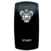 Start | On / Off Momentary Rocker Switch | 4-Pin 20A Blue LED Backlit | Waterproof 12V – 48V | V-Engine Icon