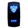Start | On / Off Momentary Rocker Switch | 4-Pin 20A Blue LED Backlit | Waterproof 12V – 48V | V-Engine Icon