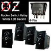 On / Off Rocker Switch Base | Pack of 4 | 4-Pin 20A White LED Backlit | Waterproof 12V – 48V
