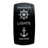 Navigation Anchor Lights | On / Off / On Rocker Switch | 4-Pin 20A Blue LED Backlit | Waterproof 12V – 48V |