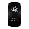 FOG LIGHTS rocker switch with laser-etched fog lights icon, in daylight