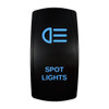 SPOT LIGHTS rocker switch with laser-etched spot lights icon, with the blue LED backlight on