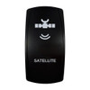 SATELLITE rocker switch with laser-etched satellite icon, in daylight