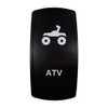 ATV rocker switch with laser-etched atv / quad icon, in daylight