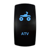 ATV rocker switch with laser-etched atv / quad icon, with the blue LED backlight on