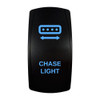 CHASE LIGHT rocker switch with laser-etched chase light icon, with the blue LED backlight on