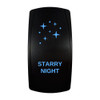 STARRY NIGHT rocker switch with laser-etched starry night icon, with the blue LED backlight on