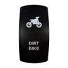 DIRT BIKE rocker switch with laser-etched dirt bike icon, in daylight