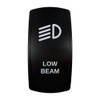 LOW BEAM rocker switch with laser-etched low beam icon, in daylight
