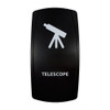 TELESCOPE rocker switch with laser-etched telescope icon, in daylight