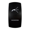 WASHDOWN rocker switch with laser-etched washdown icon, in daylight