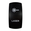 LASER rocker switch with laser-etched laser icon, in daylight
