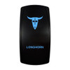 LONGHORN rocker switch with laser-etched longhorn skull icon, with the blue LED backlight on