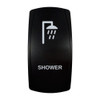 SHOWER rocker switch with laser-etched shower icon, in daylight